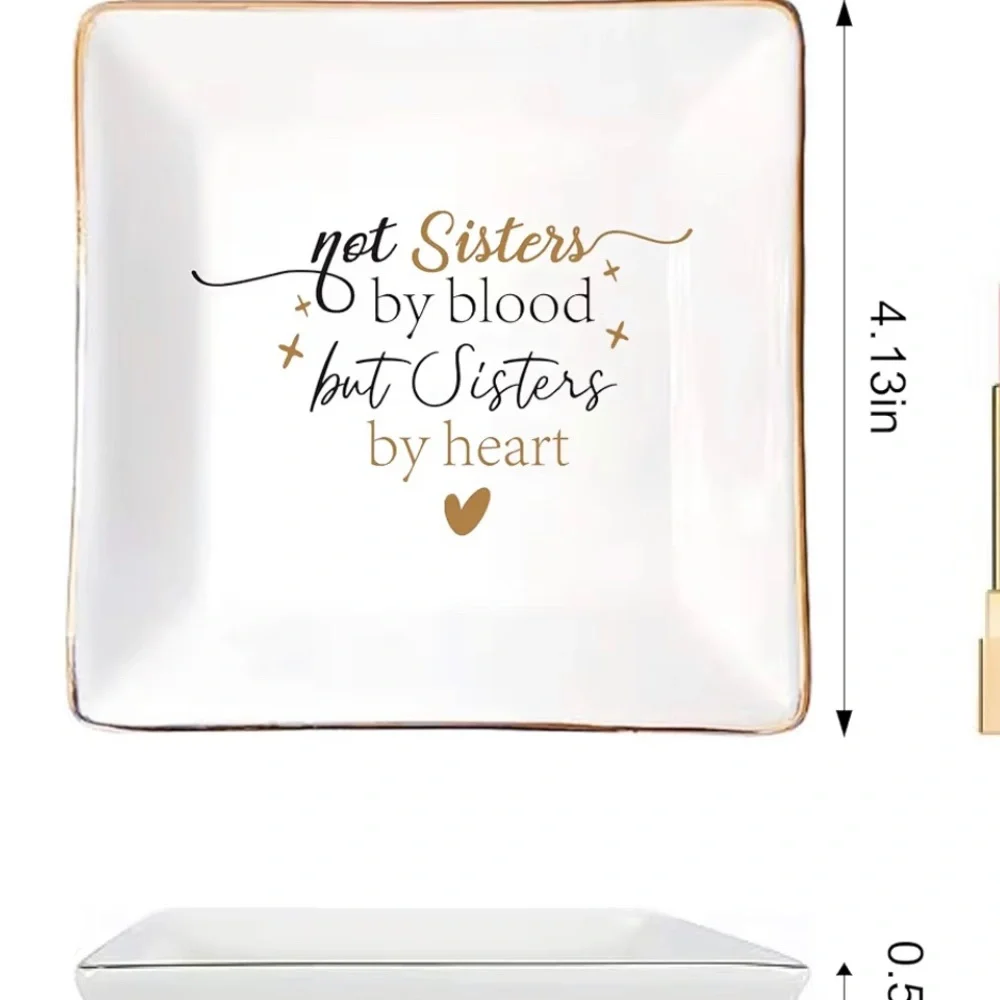 Jewelry dish White & Gold Friends Sentiment Square Jewelry dish by Beyond Gifts